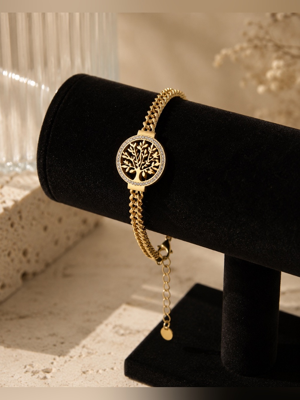 Gold-Tone Stainless Steel Tree of Life Bracelet